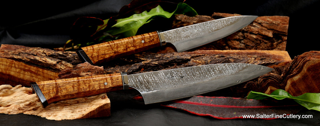 2-pc chef knife set from SalterFineCutlery of Hawaii with decorative handles custom cutlery made-to-order