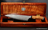Presentation box open with single chef knife handcrafted in Hawaii by SalterFineCutlery