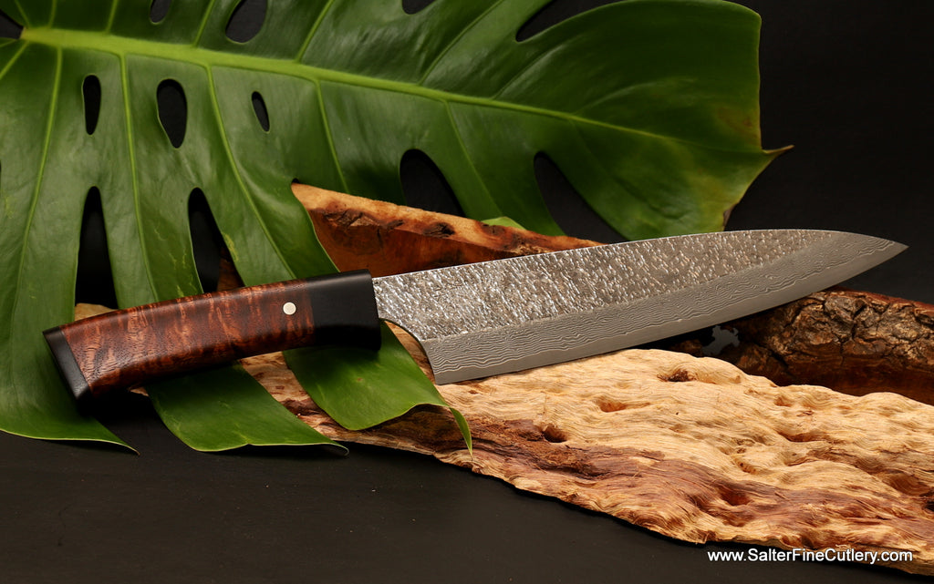 210mm chef knife with koa and ebony handle for professional chef  by SalterFineCutlery