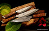 3-piece chef knife set with artist-series handles including wide metal fittings and other decorative accents by SalterFineCutlery