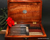 8-piece steak knife set variety pack handles in exotic rare Hawaiian curly koa wood presentation box luxury tableware by SalterFineCutlery Hawaii