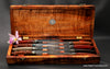 Presentation box curly koa wood for steak knife set staggered display handcrafted by SalterFineCutlery Hawaii