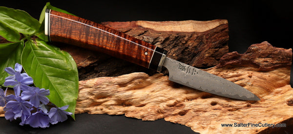 Beautiful small handmade paring or collectors knife handforged art