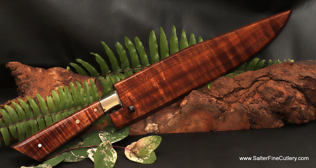 270mm carving knife with matching curly koa wood saya by SalterFineCutlery