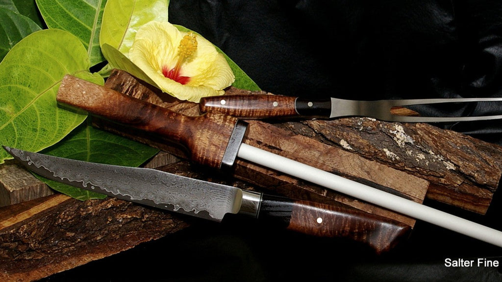 3-piece handcrafted carving set by SalterFineCutlery of Hawaii