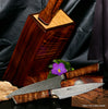 Chef knife set custom hand-forged kitchen knives in block stand by SalterFineCutlery of Hawaii