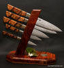 Luxury kitchenware in custom tower stand with bespoke kitchen knife set by SalterFineCutlery 
