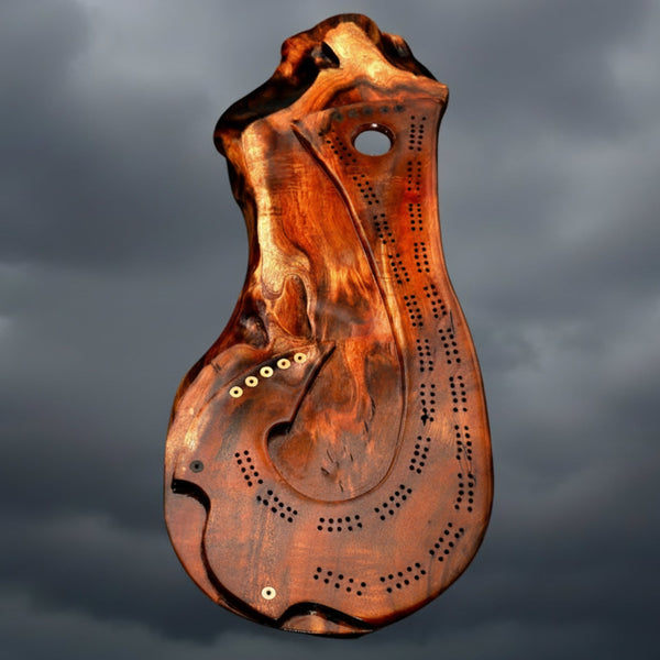 Artist Series large Live-Edge cribbage board  by SalterFineCutlery custom woodworking Hawaii