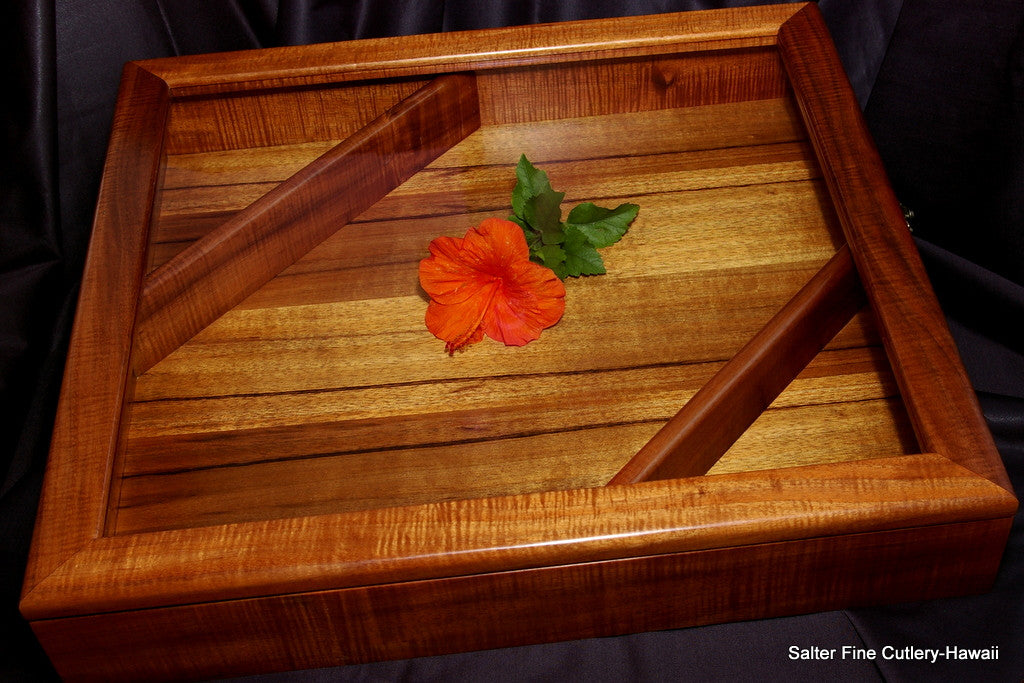 Military memorabilia handcrafted koa wood box with glass lid by SalterfineCutlery