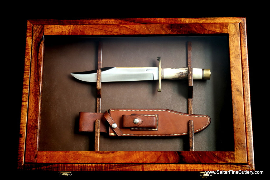 Wall hanging handcrafted koa wood shadow box from Salter Fine Cutlery