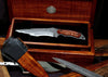 The Horsa Seax collectible tactical knife with unique wood and kydex scabbard and two-tier presentation box handcrafted by Salter Fine Cutlery and Kiku