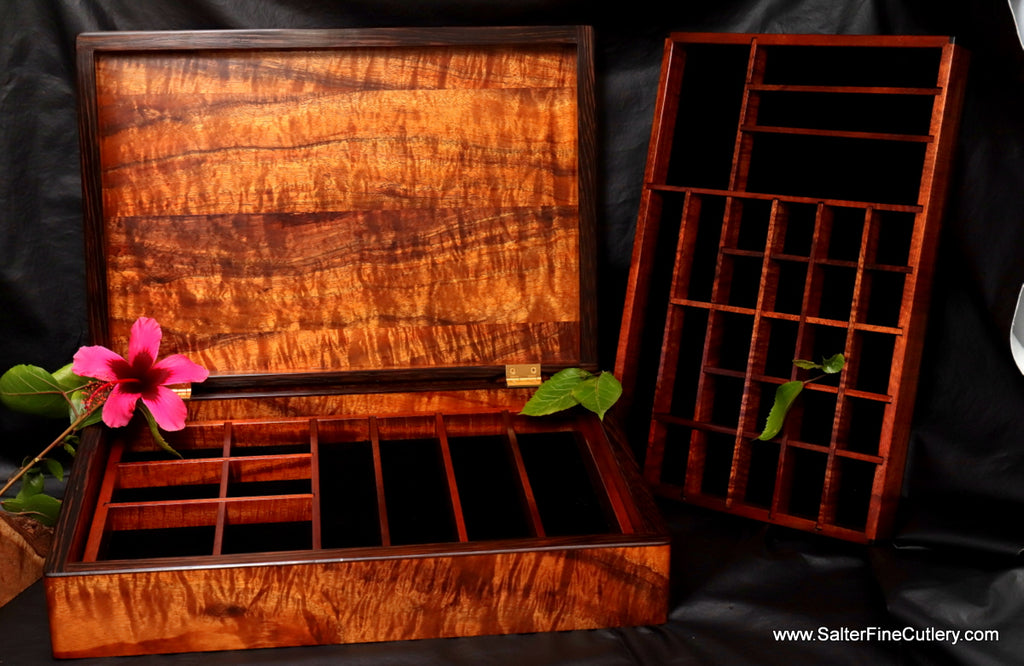 Men's XL-Plus Jewelry Box handcrafted with added custom design features by SalterFineCutlery of Hawaii