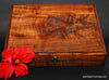 Handcrafted custom order keepsake boxes with corporate logo engraved on outside lid designed to house a special insert by our client handmade custom woodworking by SalterFineCutlery