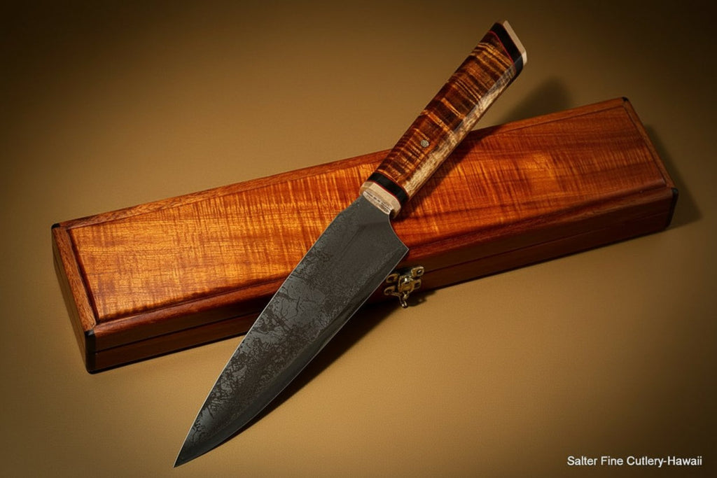 Limited Edition collectible combat chef knife with keepsake box by Salter Fine Cutlery and Kiku