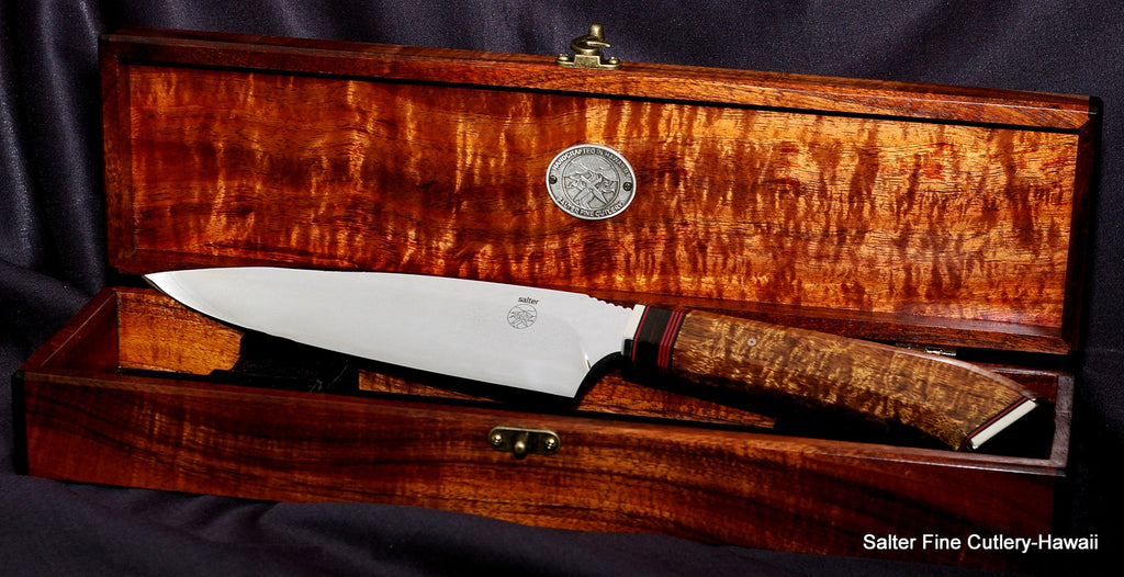 Limited Edition collectible combat chef knife in keepsake box by Salter Fine Cutlery and Kiku
