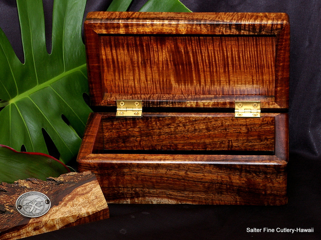 Small Valet box curly koa wood handcrafted by SalterFineCutlery